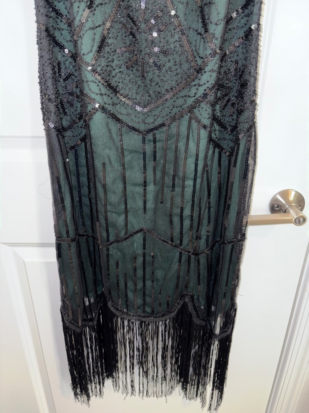 Women's 1920s Flapper Dress Peacock Boy's Charleston Gatsby Sequin Tassel Hem XL - Picture 4 of 14